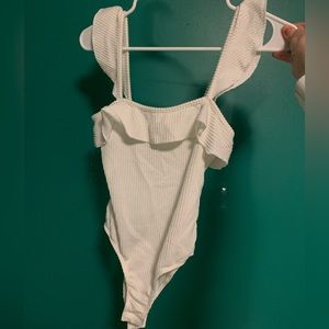 White Textured Bodysuit - Size Small